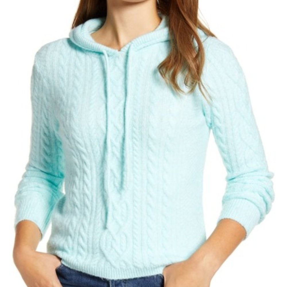 COURT AND ROWE Hooded Knit Sweater mint